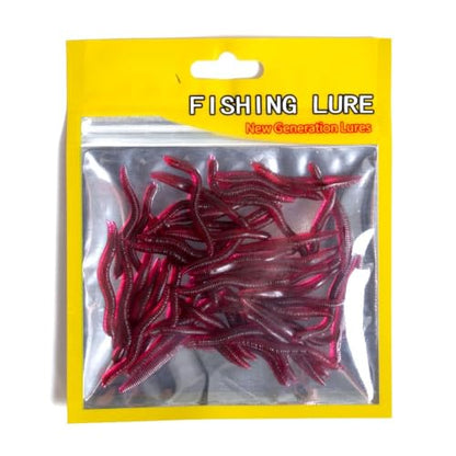1 Pack Fishing Lures Soft Worm Bait Lifelike Bass Trout Freshwater Saltwater Artificial Lure Fishing Tackle Kit - color: Red, size: 1.6 inch