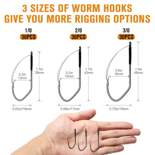 Dovesun Weedless Worm Hooks Wacky Rig Hooks Texas Rig Hooks 30PCS Professional V Bass Fishing Hooks for Freshwater Saltwater 1/0 2/0 3/0 - size: 3/0 * 30PCS, style: Professional "V" Weedless Hook