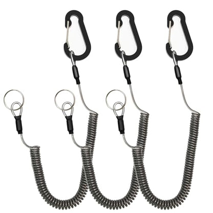 Retractable Safety Lanyards Coiled Lanyard with Aluminum Hook and Quick Release Buckle Lanyard Safe Tool for Fishing Kayaking Keys - color: 3Pcs