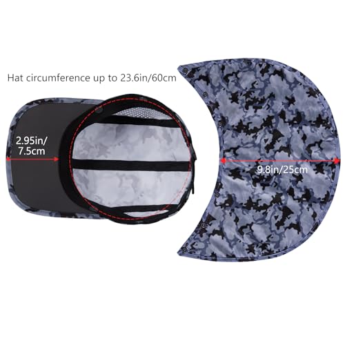 BASSDASH UPF 50+ Foldable Fishing Hat Baseball Cap with Removable Neck Flap Portable for Men Women Golf Hiking - color: Storm Camo With Foldable Brim
