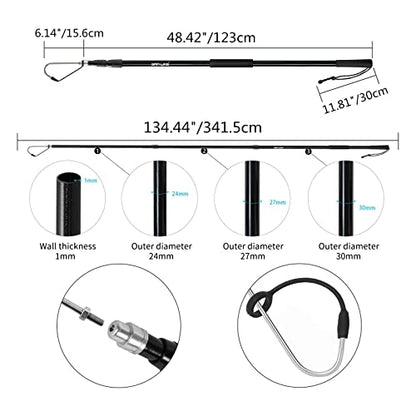 SANLIKE Telescopic Fishing Gaff Fiberglass Pole with Nonslip Rubber Handle | With Stainless Steel Hook with M8 Screw - size: Medium