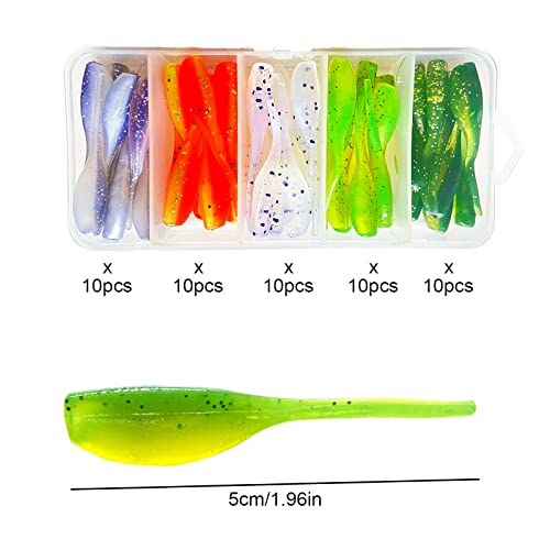 50pc Crappie Jigs Lure Set - 2in Bait, Jig Heads & Hooks for Versatile Fishing - color: C:50pcs crappie lures