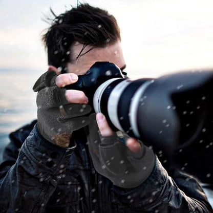 Palmyth Magnetic Fleece Fishing Gloves Convertible 3 Cut Fingers Ice Fishing Warm for Cold Weather Photography - size: X-Large