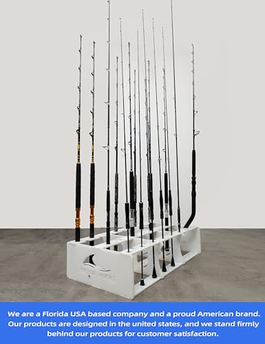 BLUEWING 45 Fishing Rods Storage Rack Trolling Aluminum Bent Butt Rod Rack Rods Holder Mounted Pole Organizer Large Capacity for Rods and Reel Combos - color: White