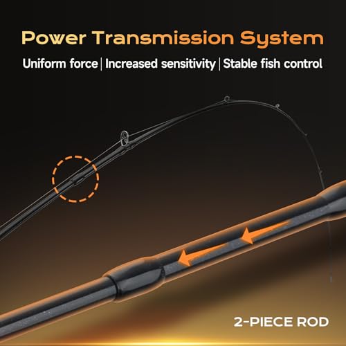 HANDING Pioneer Ultralight Spinning Rod & Casting Rod 2-Piece BFS Rod | Ultralight & Light Rod Finesse Fishing Rod for Trout Panfish Crappie Bluegill with 24T Carbon Fiber EVA Handle - size: 6'6'' - Ultralight - Fast