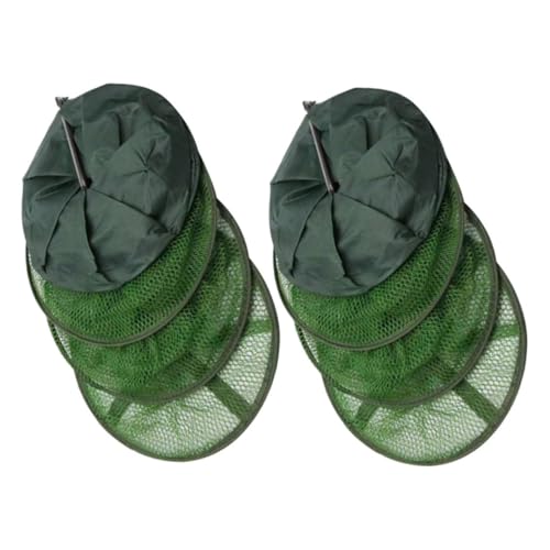 Foldable Collapsible Fishing Guard Net with Stainless Steel Anchors 25cm X 115cm, 2pcs Crab Keeping Basket for Kayak and Dock Fishing