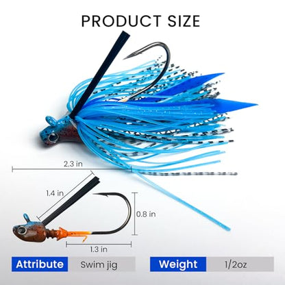Pristis Jig Head Fishing Lures for Freshwater Saltwater, Weedless Swim Jig Teasers with Sharp Hooks & Exquisite Coating, Pre-Rigged Vibrating Swimbaits Kit Gear for Bass Crappie Walleye Trout Pike - color: 3 pcs Swim Jigs