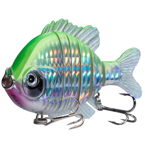 BASSDASH SwimPanfish Multi Jointed Panfish Bluegill Swimbaits Hard Topwater Bass Lures Fishing Lure Crank Saltwater 3.5in/0.85oz,Pack of 4 - color: GBPG