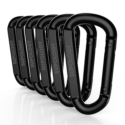 Heavy Duty Carabiner Clip, Steel Carabiners 1100lbs 3" D Shaped Spring Hook Small Clips for Hammocks, Hiking, Keychains, Outdoors and Gym, Dog Leash and Key Ring - style: 6PCS 3'' Clips