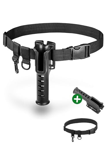 Fishing Rod Holder Belt - Adjustable Waist Wading Belts for Men with Portable Pole Inserter for Spinning Casting Reel, Outdoor Surf Kayak Fly Fishing Gear Accessories Wader Strap
