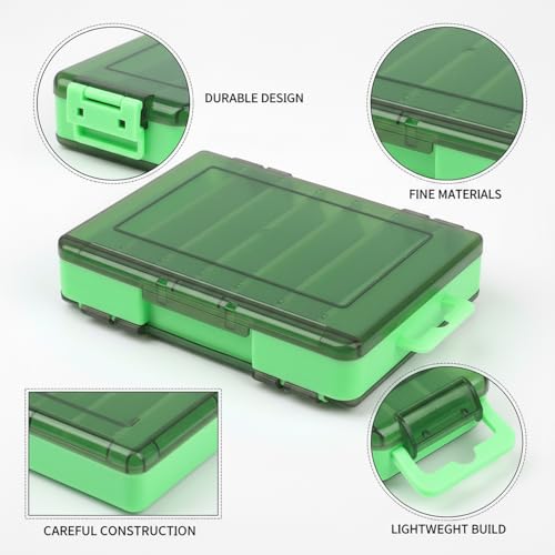 Double-Sided Fishing Lure Box, Slim PU Leather Tackle Organizer for Kayak & Travel, 13 x 3.3 x 1.6 Inches - color: Green