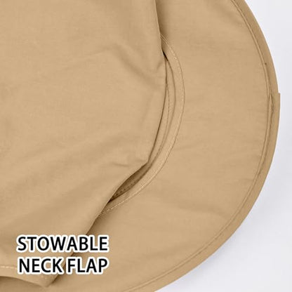Sun Hats for Men Women Fishing Hat UPF 50+ Breathable Wide Brim Bucket Hats Summer UV Protection Safari Hat with Neck Flap - color: Khaki (With Face Cover)