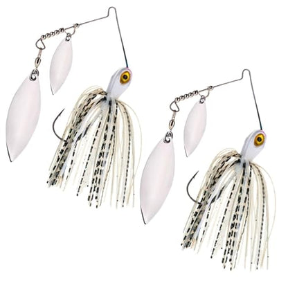 Reaction Tackle Tungsten Double Willow Spinnerbait, Compact Profile Bass Fishing Lure with Flash and Vibration for Largemouth and Smallmouth Bass (2-Pack) - color: Tennessee Shad, size: 1/2 Oz