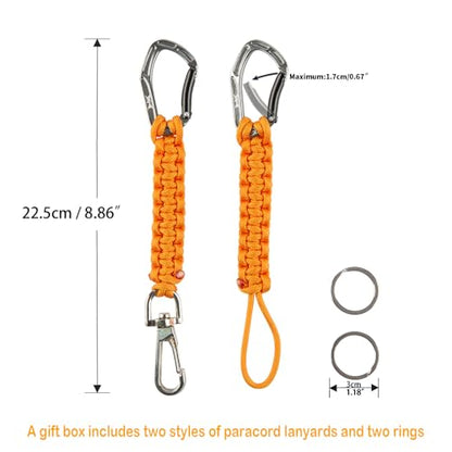 HERCULES Paracord Keychain Set – 2 Pack Lanyard Rope with Aluminum Clip, Durable Paracord Wrist Strap for Outdoor Activities, Orange - style: Orange
