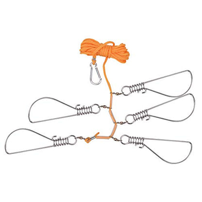 Fishing Stringer, 5m Steel Cable Stainless Steel Heavy Duty Fish Stringer, Trout with 5 Lock Snaps Orange Float Ball for Kayak Hiking Outdoor Fishing