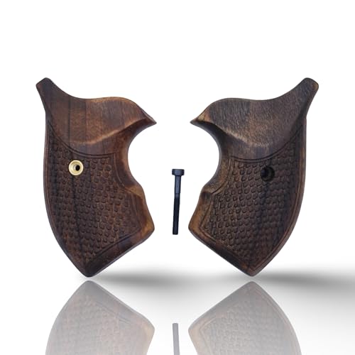 J Round Revolver Grips Compatible with S&W, Real Wood Gun Grips fits Smith & Wesson J Frame Round Butt .38 Special and 9mm Revolvers/Screw Included - color: Fishscale - Brown, size: Walnut Wood