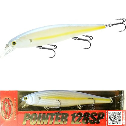 LUCKY CRAFT Pointer 128SP, Freshwater Lake Bass Fishing Lure, Jerkbait, Suspending, Fishing Gear, Fishing Accessories, Fishing Tackle - color: 250 Chartreuse Shad
