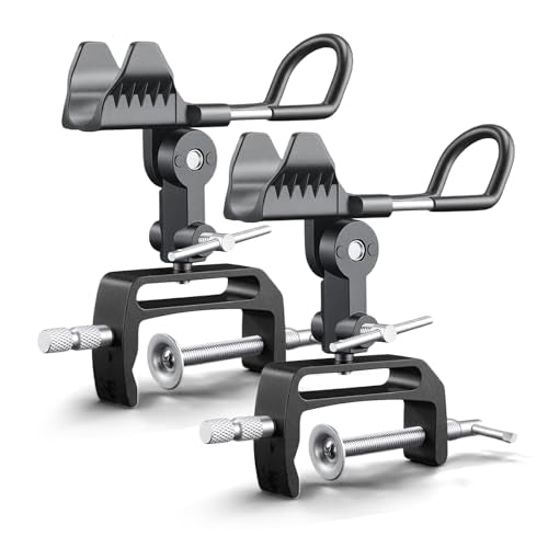 1/2 Pack Fishing Rod Holders for Boat, 360 Degree Adjustable Fishing Rod Holder with Enlarge Clamp, Aluminum Alloy, Suitable for Round /Square Tubular Hulls. - color: Fishing Rod Holder-2pack