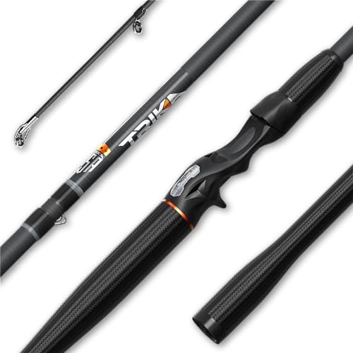 TRIKA 6X Spinning/Casting Carbon Rod Carbon Weave Rod for Extra Sensitive Vibration | Longer Casting | Lightweight Freshwater Fishing Pole - style: Casting 7'3" Heavy/Fast 1pc.