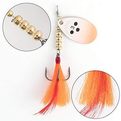 Dr.Fish Inline Fishing Spinner Kit 1/4oz, Freshwater Fishing Lures Bell Spinnerbait French Blade Trout Bass Walleye Lures - color: Mixed, size: 1/4oz(Bead Shape)-10 Pieces with Box