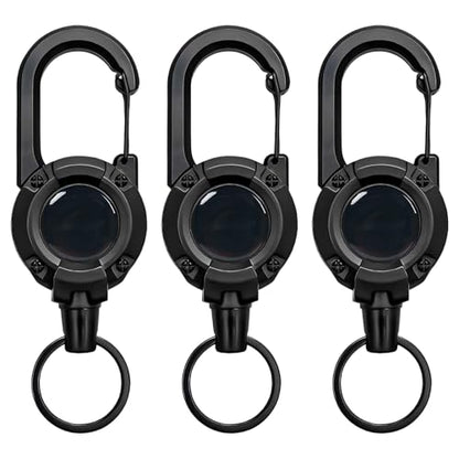 3 Pcs Zinger Retractors, Heavy Duty Retractable Lanyard with Steel Wire Keychain, Gear Keeper with Belt Clip, Backpack Clip, 4.9 In ABS Shell, 2.1 oz, 0.26 lbs Load Bearing