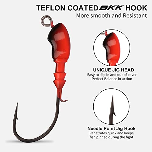 TRUSCEND Jigs Fishing Lures with Ultra Smooth Teflon Hook, Tour Grade Titanium Weed Guard Swim Jigs, Valuable Weedless Skirted Jig, Well-Made Lures for Crappie Bass Trout, Freshwater Fishing Gear - color: C1-3/8oz