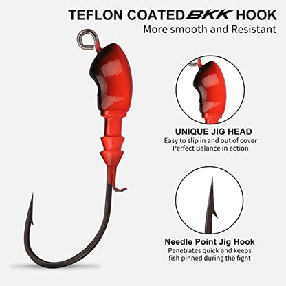 TRUSCEND Jigs Fishing Lures with Ultra Smooth Teflon Hook, Tour Grade Titanium Weed Guard Swim Jigs, Valuable Weedless Skirted Jig, Well-Made Lures for Crappie Bass Trout, Freshwater Fishing Gear - color: C1-3/8oz