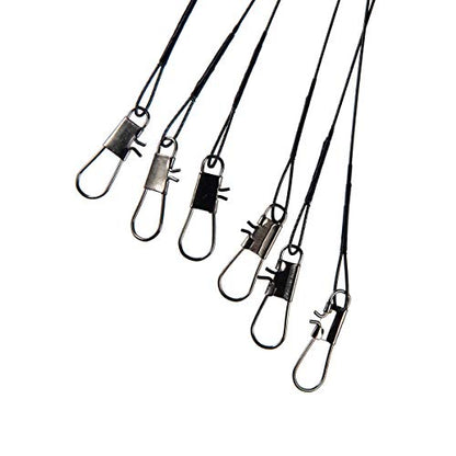 Rite Angler Wire Leader Rig Nylon Coated (6 Pack) 20lbs, 30lbs, 45lbs in Various Lengths with Crane Swivels and Interlock Snaps for Saltwater Fishing (Black) - size: 12"
