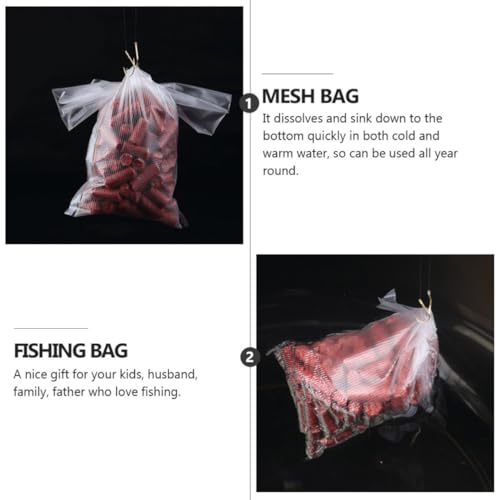ARTIBETTER 50pcs Fishing Bait Bags Water Soluble Bait Holder 12x16cm Mesh Storage Container for Live and Fishing Accessories