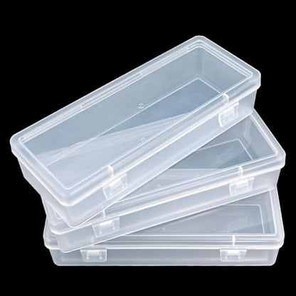Goodma 8 Pieces Rectangular Empty Mini Clear Plastic Organizer Box | 6.5 x 2.56 x 1.38 Inch, Hinged Lids, For Small Items, Craft Projects - size: 165 x 65 x 35 mm