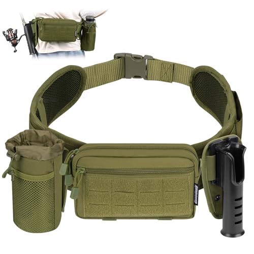 Fly Fishing Fanny Pack with Rod Holder & Adjustable Straps | Wading Belt for Fly Fishing with Net Slot, Fly Fishing Waist Pack - Holds 3 Fly Boxes - color: Green