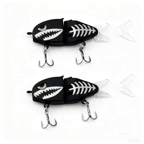 2Pcs Mini Glide Bait for Bass Fishing,Slow Sinking Fishing Lure,Freshwater Saltwater Multi Jointed Swimbait Wobbler,for Amazing Fishing Gear Gifts for Family - color: Black