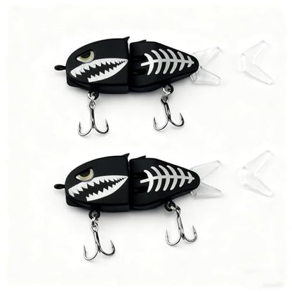 2Pcs Mini Glide Bait for Bass Fishing,Slow Sinking Fishing Lure,Freshwater Saltwater Multi Jointed Swimbait Wobbler,for Amazing Fishing Gear Gifts for Family - color: Black