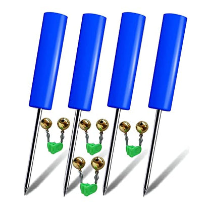 Fishing Rod Holders for Bank Fishing,Bank Fishing Rod Rack Stand,Fishing Pole Holders Ground, with Fishing Rod Alarm Bell - color: Blue
