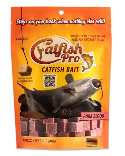 Catfish Pro Catfish Bait - 10oz Bag with 80pcs | Irresistible Scent for Catfish | Mess-Free, Stays On Your Hook When Nothing Else Will | Great for Rod, Reel, Trotline, Jugs & Yoyos Fishing - color: Pork Blood