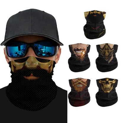 Summer Cooling Neck Gaiter UV 50+ Sun Protection Breathable Mesh Face Mask - color: 5pcs-men