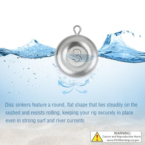 Disc Sinkers Fishing Weights, Coin Sinkers Saltwater Surf Fishing Weights for Bottom Drifting Trolling - size: 1oz-5pcs