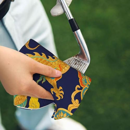 Tradition Dragon Design Golf Towel 16" X 24" with Clip Golfer Bags Accessories Gifts - color: Tradition Dragon Design