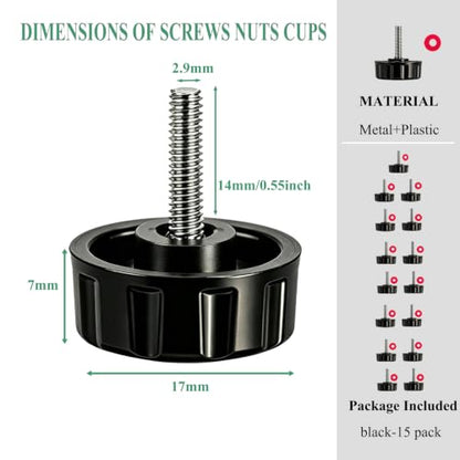 15 Pack Screws Nuts Caps for Fishing Spinning Reels Knob Power Handle Grip