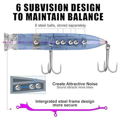TACKLE HOUSE Feed Popper 150, Saltwater Tuna Fishing Lures, Topwater, GT, Bonito, Yellowtail, Yellowfin, Bluefin Tuna, Floating, Fishing Gear, Fishing Accessories, Fishing Tackle - color: CLEAR
