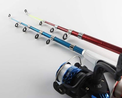 Fishing Rod Reel Combos Collapsible Fishing Rod Kit, 2PCS Telescopic Fishing Pole+2PCS Spinning Reels+Lures Hooks+Tackle Bag+Fishing Accessories Full Combo for Kids Youth - color: Red and Blue 1.3M&1.6M