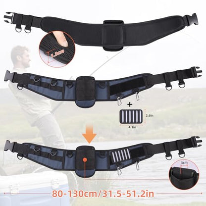 PELLOR Fishing Belt Rod Holder Adjustable Fishing Wading Belt - color: Navy Blue（without Detachable Bag）
