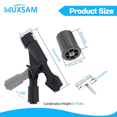 Kayak Fishing Rod Holder with Track Mount Universal T-Shaped Screw, 360° Adjustable 7726N Boat Fishing Pole Holder Mounted on Rail for Kayak, Canoe, Fishing Boat