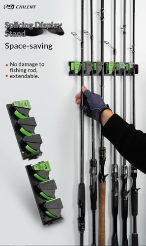 DeepCrush Wall-Mounted Fishing Rod Holder - No Drill/Drill Option, Wall Mounted Rod Rack for Garage/Shop, Fishing Pole Storage & Display Stand