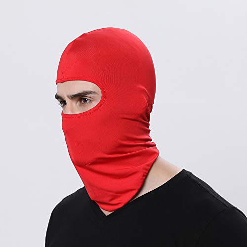 2 Pieces Thin Balaclava Ski Mask Head Mask Full Face Mask Windproof Sun UV Protection Hood for Women Men - color: Pink+red