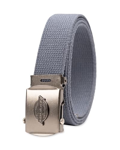 Dickies mens Fabric Web Plaque Logo Buckle Belt - Fits Up to Size 42" Waist - color: Grey, size: One Size - Cut to Fit