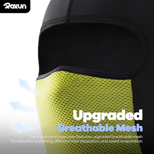 ROXUN Balaclava Moto Face Mask, Summer Cooling Ice Silk Mesh Sun Protection | Ice Silk Cooling, Breathable Mesh, UPF 50+, Helmet Friendly, Glasses Compatible, Versatile Use for Cycling Ski - color: Mustard Green