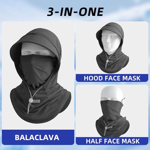 Cooling Breathable Balaclava Full Face Mask with Wide Brim Sun UV Protection Hood for Men Women Fishing Motorcycle Skiing - color: Dark Gray