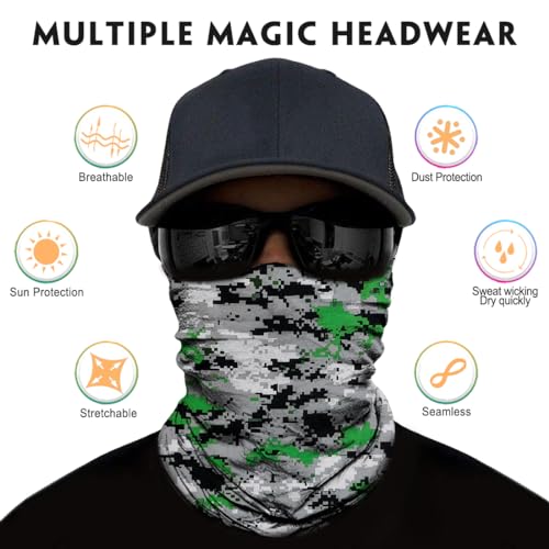 Neck Gaiter for Men Women Headwear Bandana Head Wrap Face Scarf Mask Cover Warmer Balaclava-Seamless & Versatile - color: A-classic Camo 2