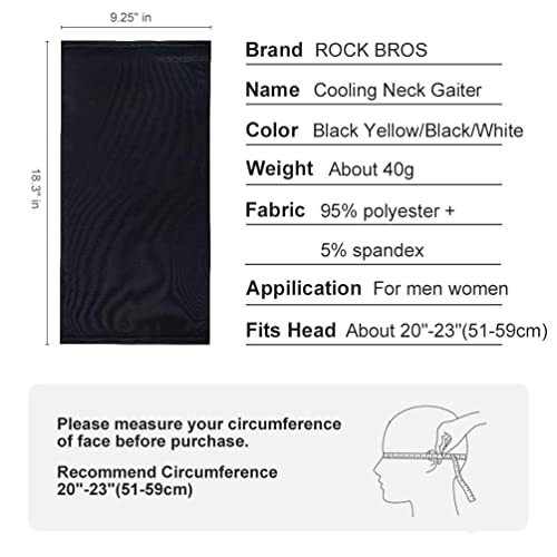 ROCKBROS Cooling Neck Gaiter Face Mask Fishing Scarf Face Cover for Men Women - color: Black